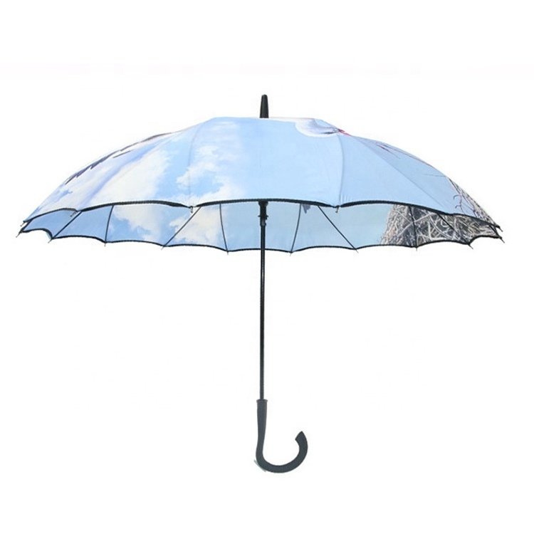 Small MOQ ECO Friendly Rpet Fabric Umbrella One Piece Fabric Long Umbrella with Digital Prints