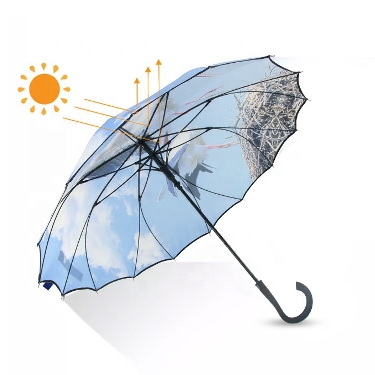 Small MOQ ECO Friendly Rpet Fabric Umbrella One Piece Fabric Long Umbrella with Digital Prints