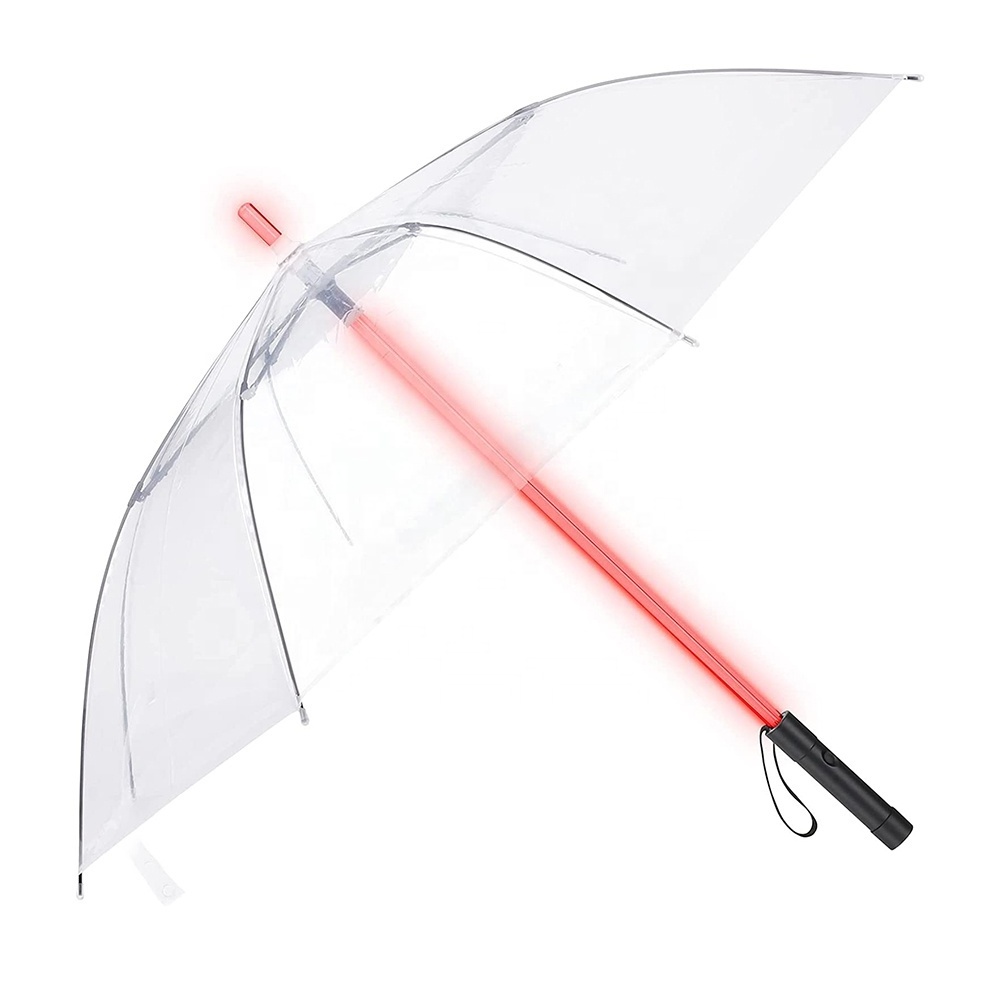 Clear Material Transparent LED Umbrella Light up Umbrella with 7 Color Changing Customized Logo LED Umbrella