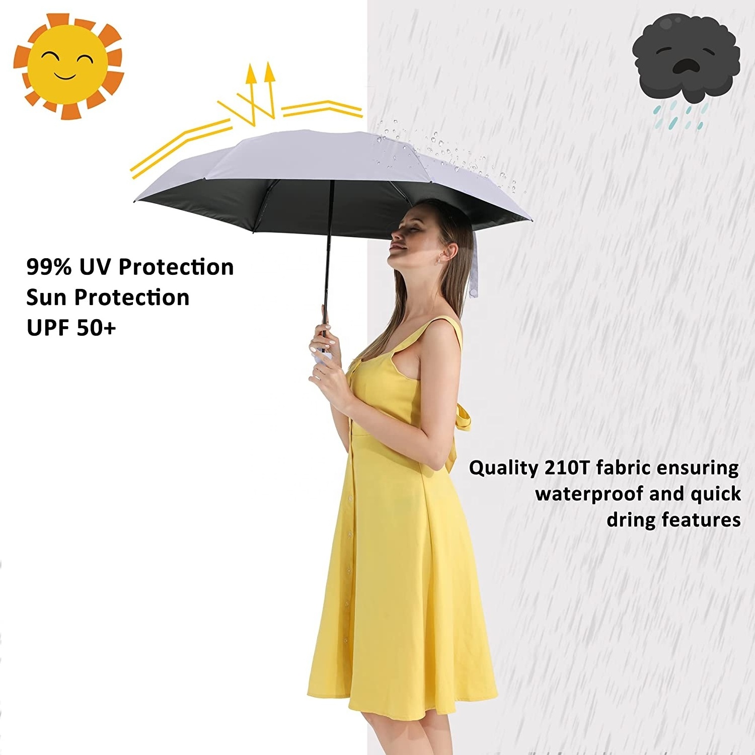 ravel Mini Umbrella for Purse With Case-Small Compact UV Umbrella Protection Sun-Lightweight Tiny Pocket Umbrella for Women