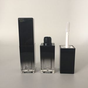 High Quality Plastic Material Square Black Gradient Colour Lip Gloss Tube Container Case Bottle for Packaging Lip Gloss Glitter