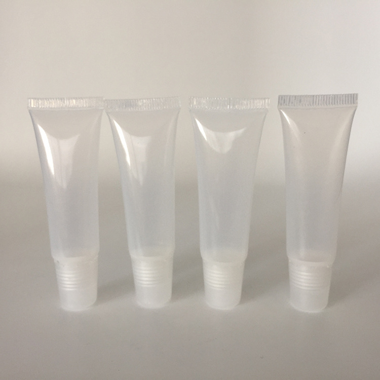 BPA free PVC plastic clear 8g squeezable soft tube container for lip balm lip gloss, 8ml squeeze lip balm chapstick tube