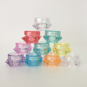 Plastic 5g 5 gram cosmetic jars diamond shaped travel small cosmetic sample dispenser jars, lip scrub container