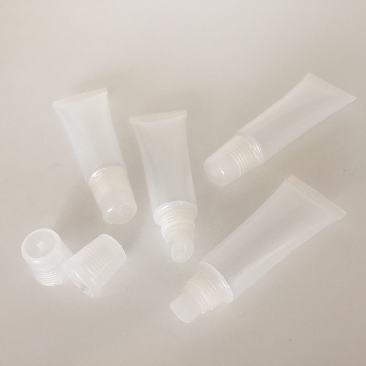 BPA free PVC plastic clear 8g squeezable soft tube container for lip balm lip gloss, 8ml squeeze lip balm chapstick tube