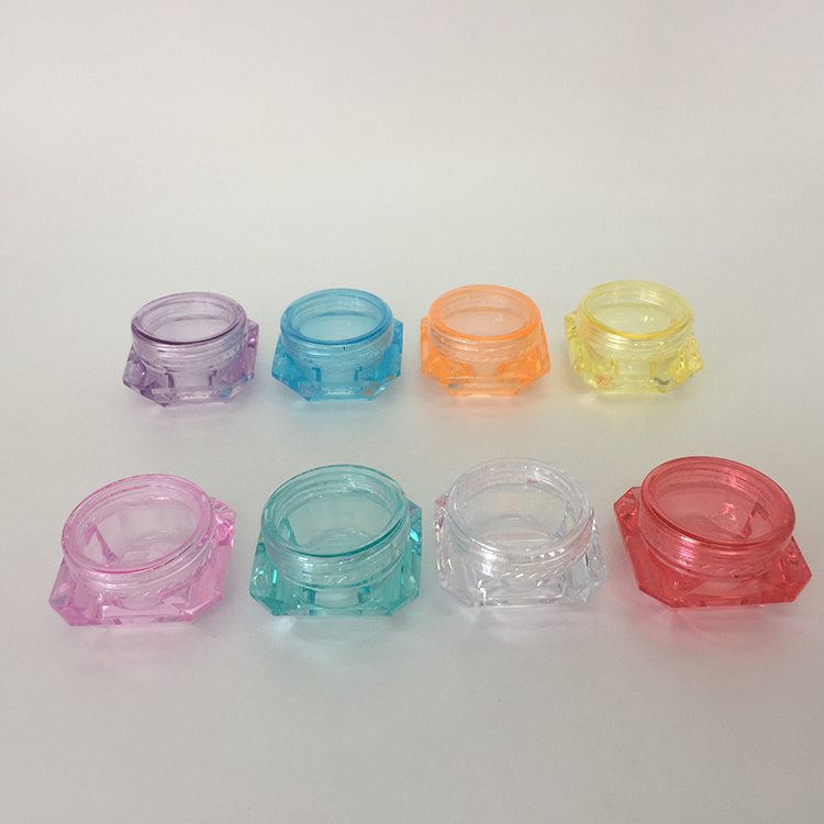 Plastic 5g 5 gram cosmetic jars diamond shaped travel small cosmetic sample dispenser jars, lip scrub container