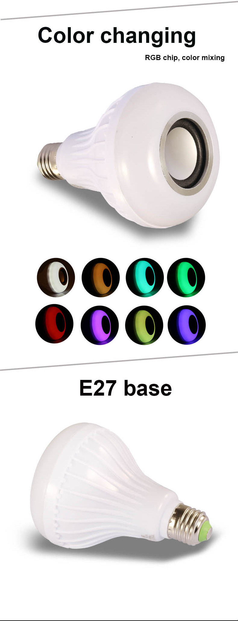 E27 12 watt Smart RGB Wireless Speaker music playing Bulb Dimmable LED bulb light with remote control