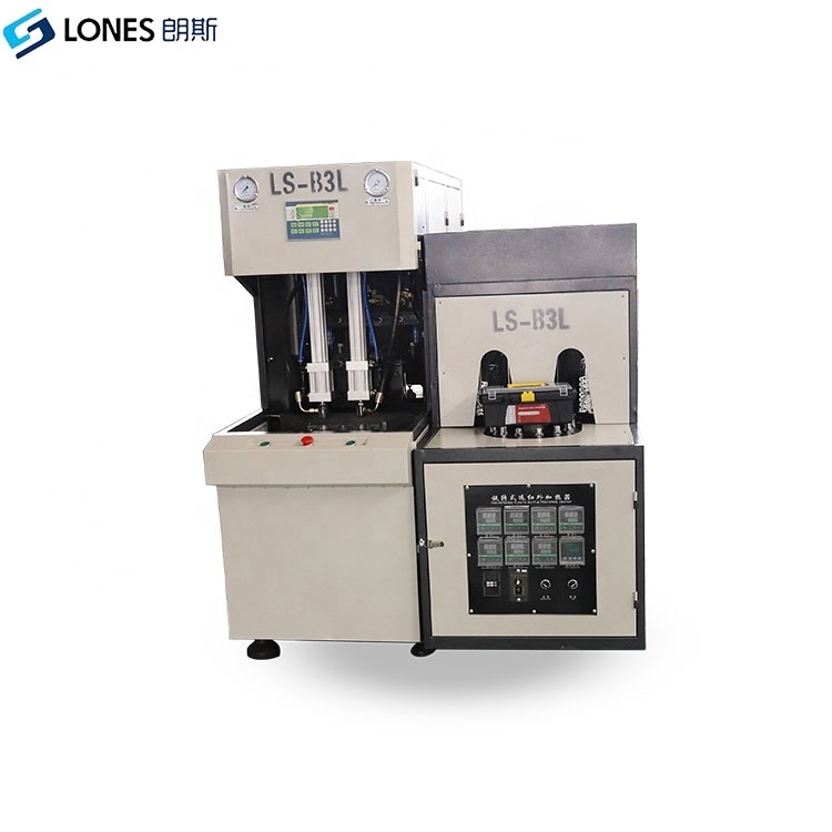 LS-B3L 2 cavity semi automatic plastic PET bottle making machine price 10ML to 3L plastic pet drinking water bottle 1000BPH