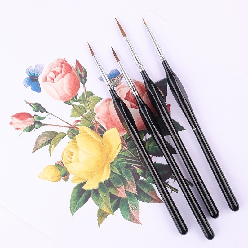 Custom logo miniature paint brush set wooden handle fine detail painting brushes for artist