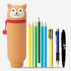 Manufacturer direct sale cute cartoon silicone student pencil bag school pen storage stationery bts pencil cases