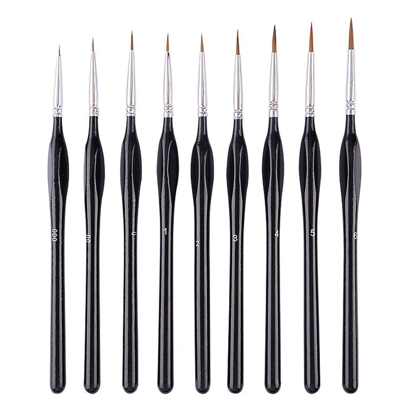 Custom logo miniature paint brush set wooden handle fine detail painting brushes for artist