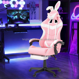 Cheapest Height Adjustable Office Chair Gaming Chair Pink With Headrest Lumbar Cushion