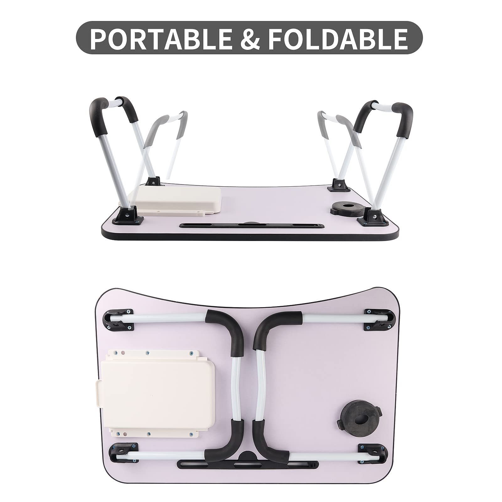 Foldable Bed Tray with Storage Drawer-Cup Holder Stand Lap Desk Writing Reading Eating Portable Sofa Notebook Table