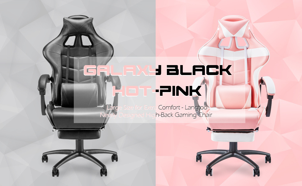 Cheapest Height Adjustable Office Chair Gaming Chair Pink With Headrest Lumbar Cushion