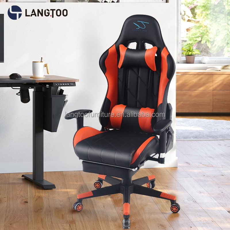 luxury gaming gamer computer chair massage pu leather custom racing gaming with footrest chair