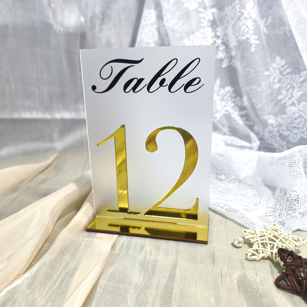 OEM customized hotel restaurant clear printed acrylic table number holder sign holder stand