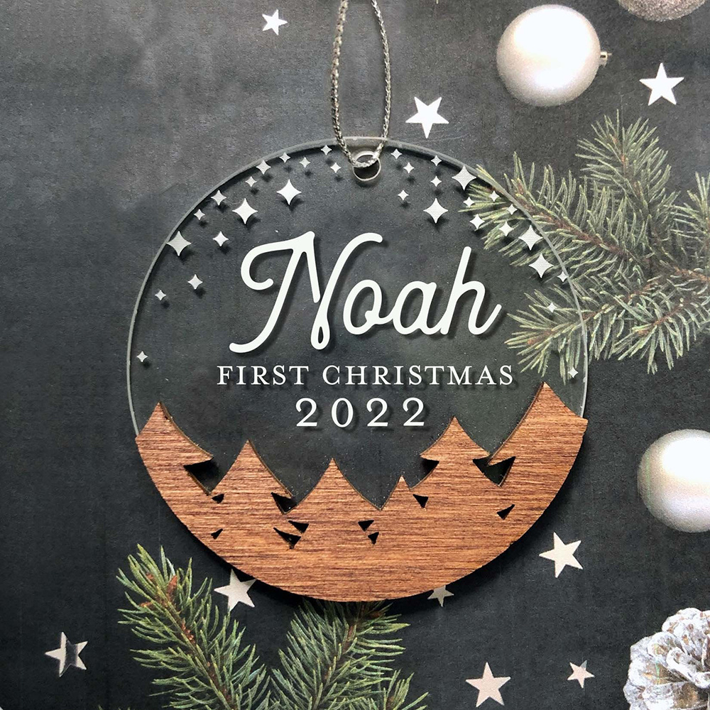 Flat Acrylic Christmas Tree Ornament Personalized Clear Acrylic Sublimation Christmas Ornament