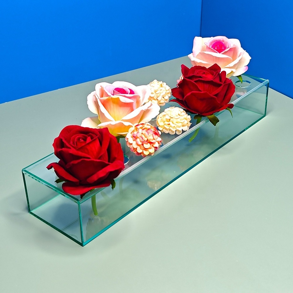 wholesale waterproof preserved rose dry flowers rectangle acrylic flower box clear high quality luxury rose acrylic flower box