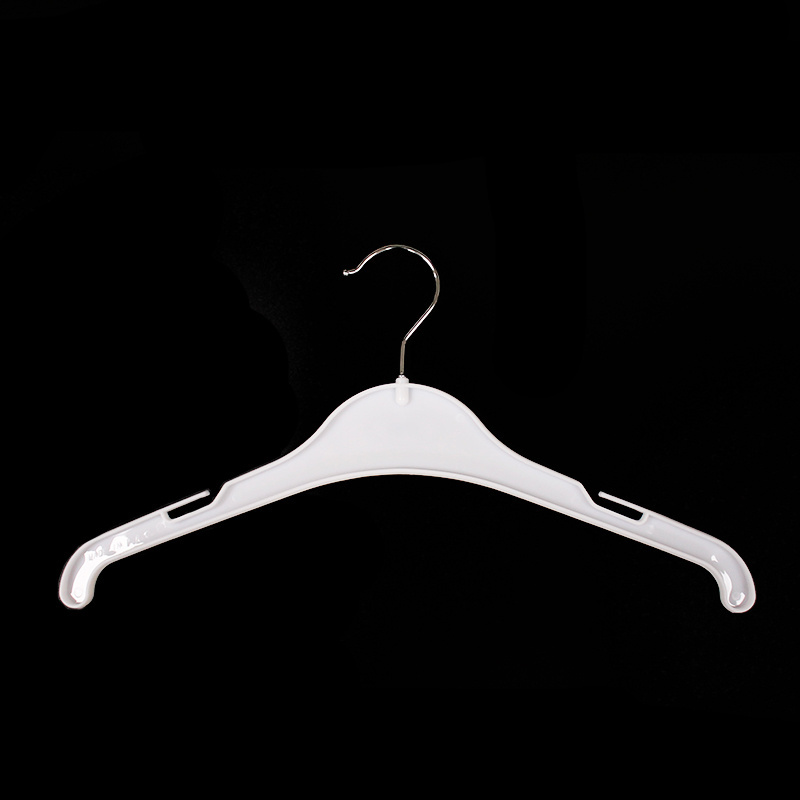 Custom logo white plastic clothes dress coat display hangers for garment hotel home