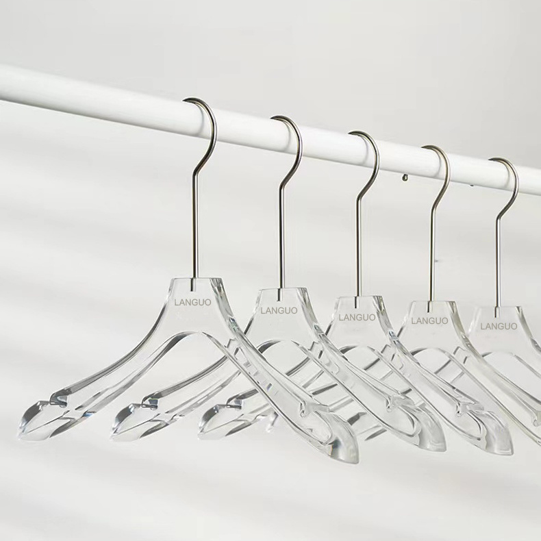 Custom Solid Chrome Gold Coat Acrylic Hanger Wholesale Clear Transparent Clothes Acrylic Hangers