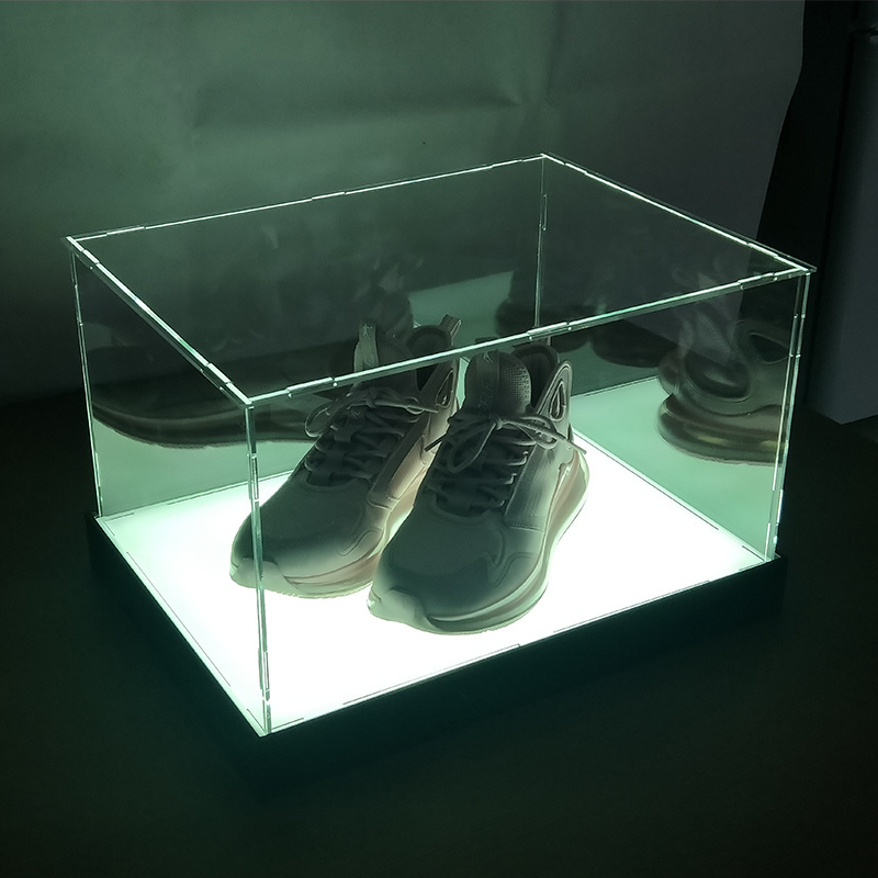 Custom made LED lights glass shelf trainer sneaker shoe storage case Giant shoe box