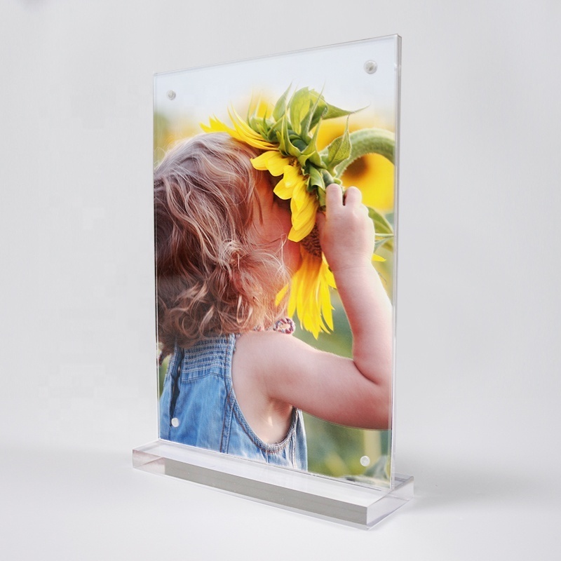 8X10 6X8 4X6  Inches A4 A5 A6 Gift Photo Frame Transparent Double Sides Acrylic Magnetic Pictures Photo Display Frames with base