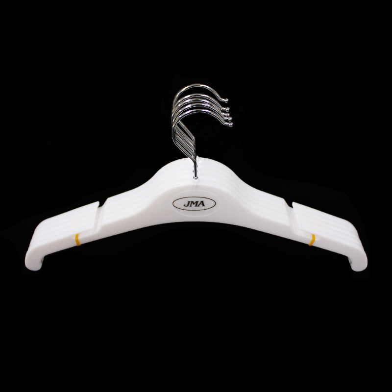 Custom logo white plastic clothes dress coat display hangers for garment hotel home