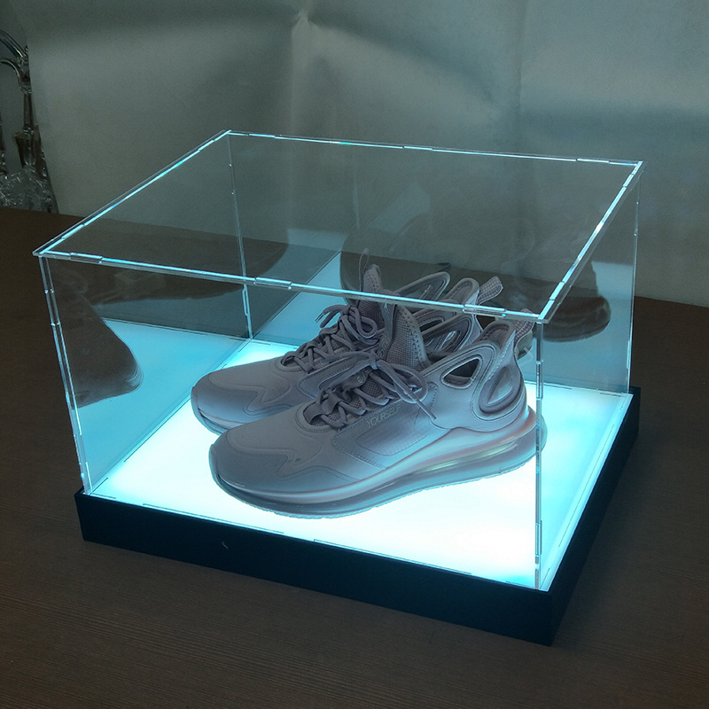 Custom made LED lights glass shelf trainer sneaker shoe storage case Giant shoe box