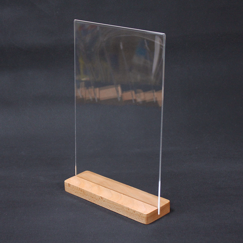 A4 acrylic wood sign holder insert card menu holder