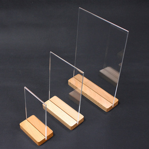 A4 acrylic wood sign holder insert card menu holder