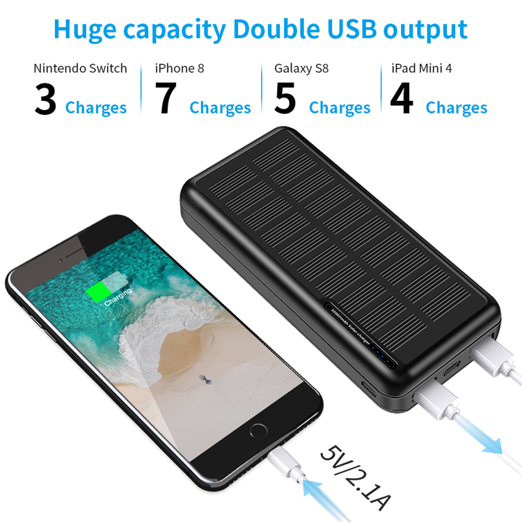 Outdoor Camping Hiking Emergency Mobile Phone Battery Charger Powerbanks 818P 30000mah Fast Charging Power Bank 20000mah Solar