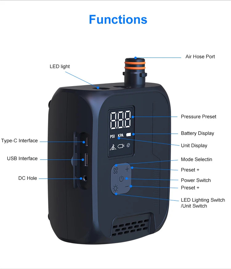 Factory OEM Logo Inflation & Deflation DC12V Car Power Various Nozzles Kayak Pump Inflatable Boat Sup Pump Electric