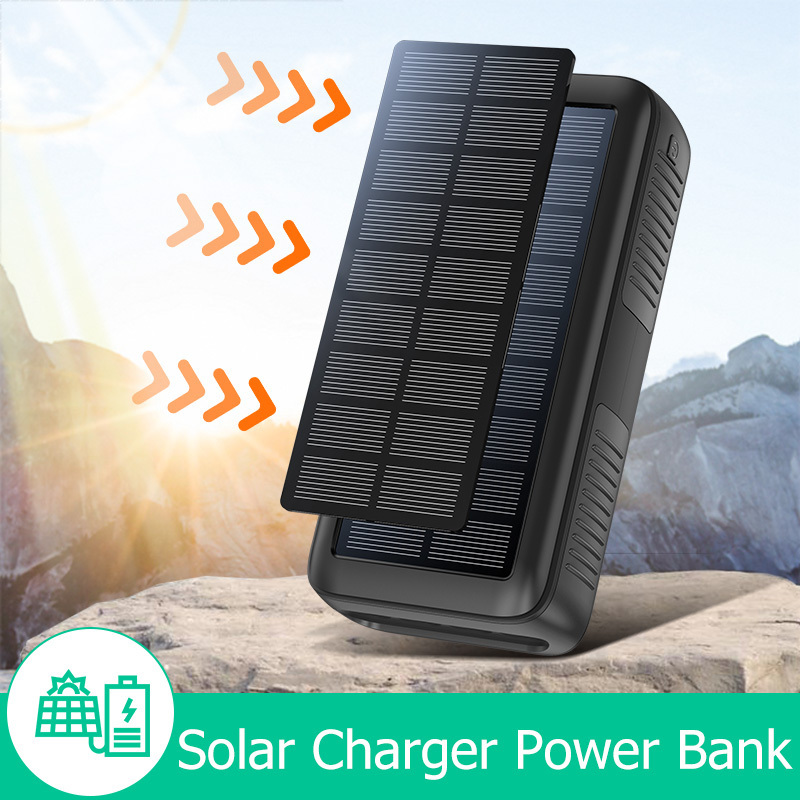 Outdoor SOS Led Light Solar Power Bank Generator 30000mah Solar Power Bank Portable Charging Power Station with Hand Crank