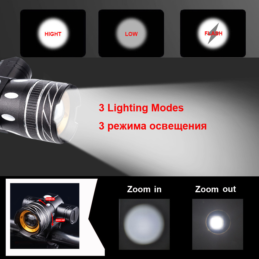 Aluminum Alloy Bicycle Accessories Outdoor Cycling USB Rechargeable Led Front Handlebar Mount Bike Head Light Led Lamp