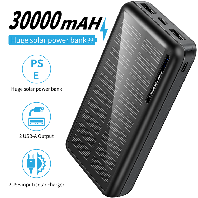 Outdoor Camping Hiking Emergency Mobile Phone Battery Charger Powerbanks 818P 30000mah Fast Charging Power Bank 20000mah Solar