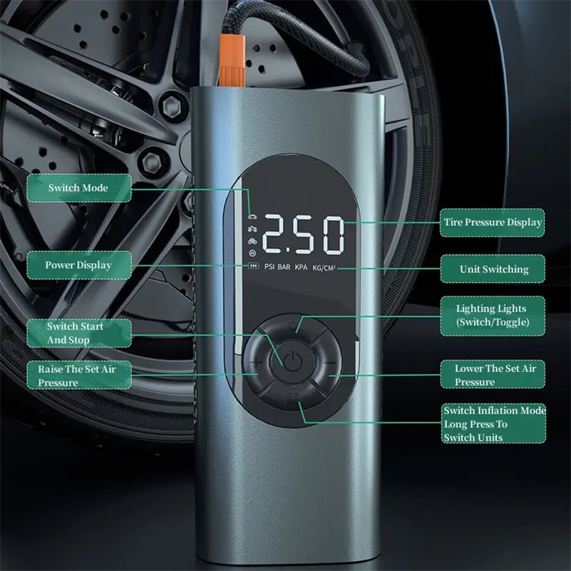 All-In-One Rapid Inflate Portable Air Pump featuring Power Bank, LED Light and Digital Tire Pressure Monitoring System