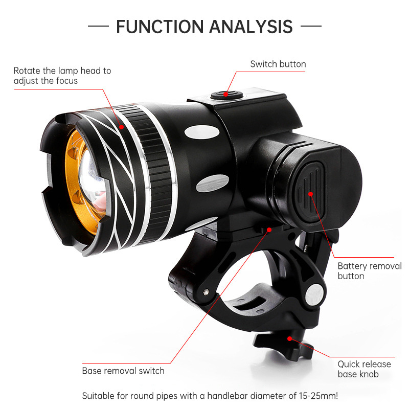 Aluminum Alloy Bicycle Accessories Outdoor Cycling USB Rechargeable Led Front Handlebar Mount Bike Head Light Led Lamp