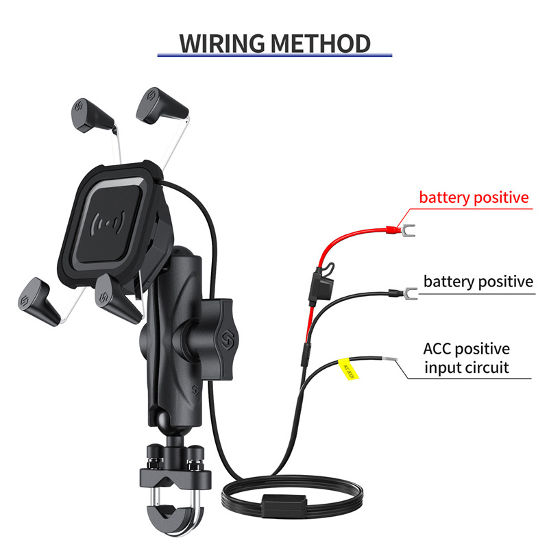 New Arrival Qi Wireless Charging 15W 360 Rotation Aluminum Motorcycle Bike Handlebar Mounted Mobile Phone Holder