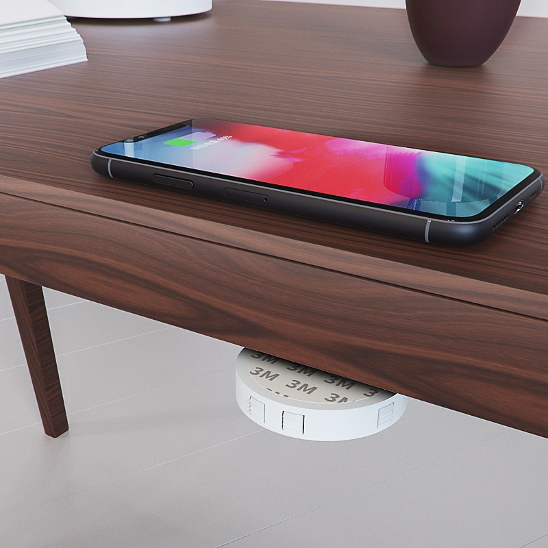 FCC ROHS 15W Built-in Table Wireless Charging Pad Desktop Embedded Furniture 7mm Invisible Hidden Wireless Charger