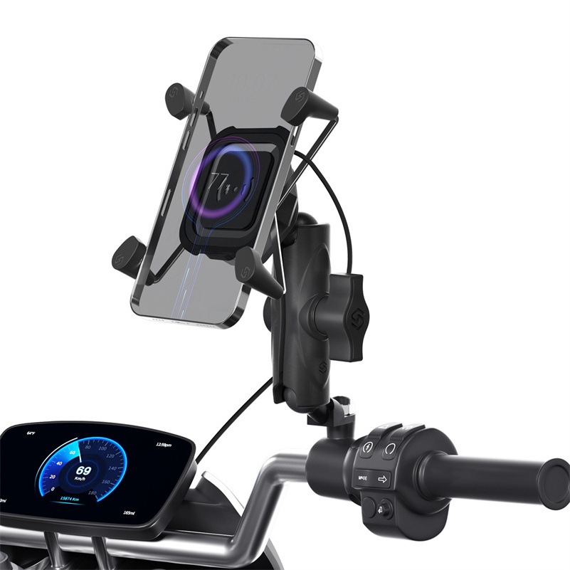 New Arrival Qi Wireless Charging 15W 360 Rotation Aluminum Motorcycle Bike Handlebar Mounted Mobile Phone Holder