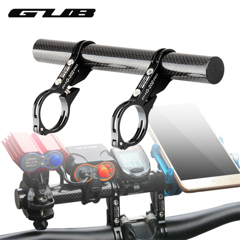 GUB Carbon Fiber Handlebar Extender Mount 70mm 130mm 202mm Flashlight Computer Phone Holder For MTB Bicycle Motorcycle Scooter