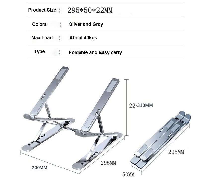 Langwei N8 Aluminum 9 Levels Double Adjustable Height Vertical Folding Raised Layer Laptop Stand For iPad MAC Book