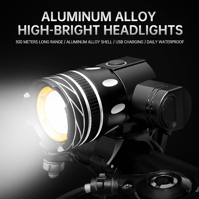 Aluminum Alloy Bicycle Accessories Outdoor Cycling USB Rechargeable Led Front Handlebar Mount Bike Head Light Led Lamp