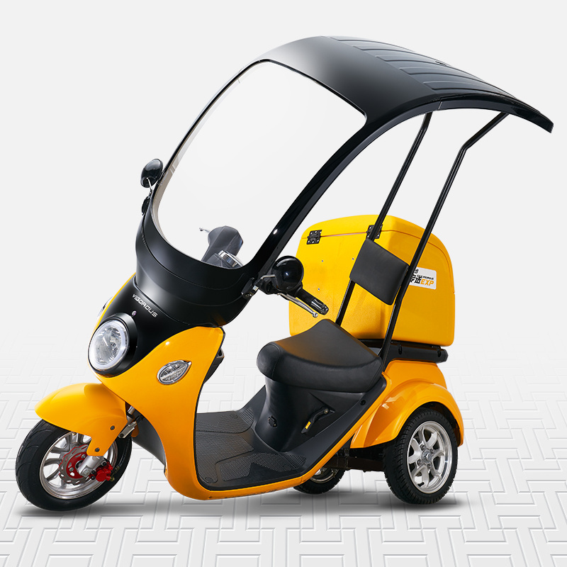 A30 2000 Watt Electric Fat Scooter Tricycle Motorcycle with Roof for Food Delivery Use