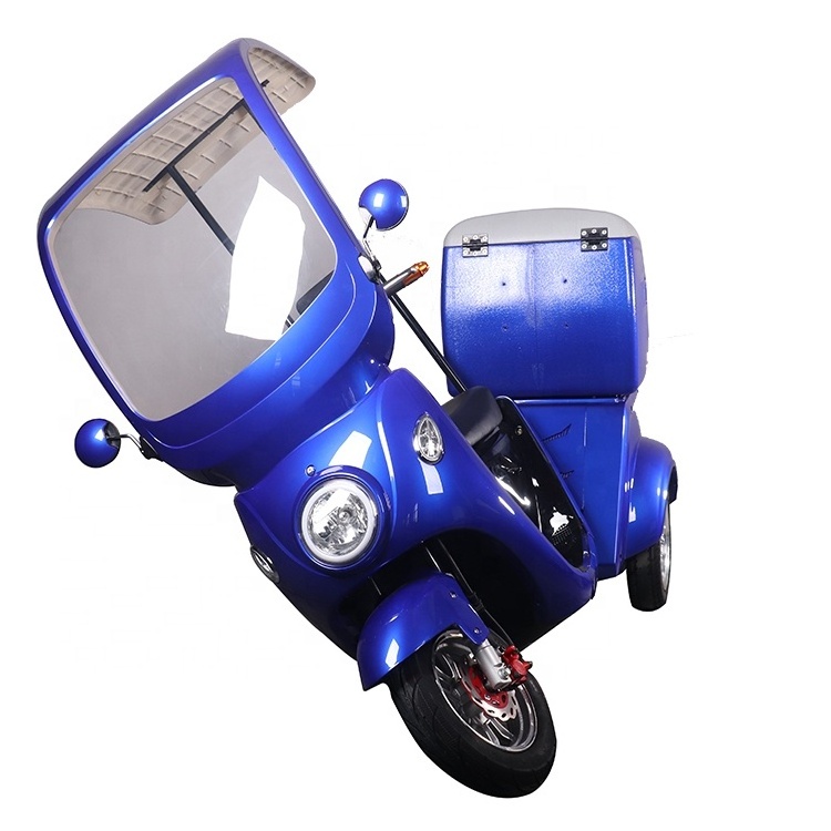 A30 Hot-selling Windscreen Swing Electric Scooter Enclosed Tricycle 3 Wheel Delivery Transport Tricycle Cargo with Roof