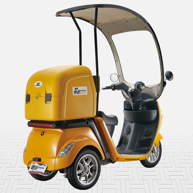 A30 2000 Watt Electric Fat Scooter Tricycle Motorcycle with Roof for Food Delivery Use