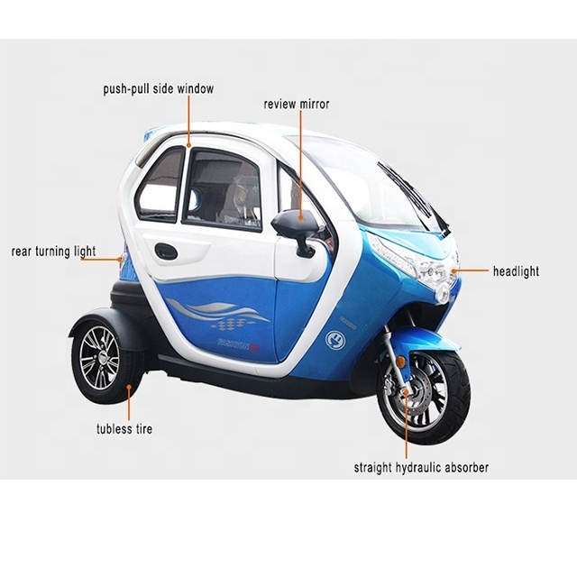 POLARIS EEC Fully Enclosed Import 1500W Scooters From China 3 Wheel Electric Cabin Tricycle for Elderly and handicapped People