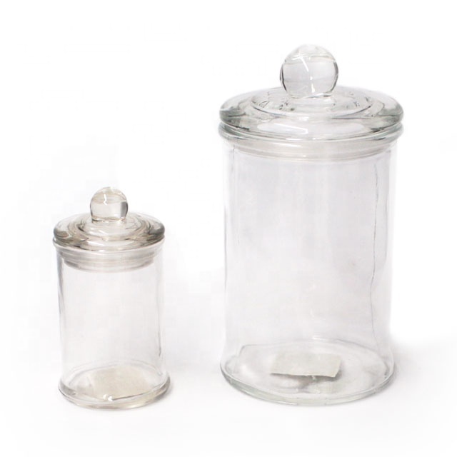 LANGXU apothecary jars Glass storage jar airtight canister glass candy jar with mushroom Clear lid for food candy