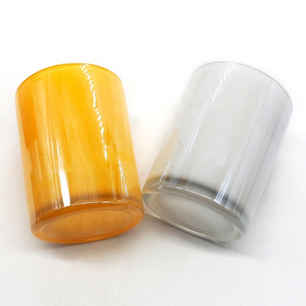 LANGXU 550ml 18oz pink yellow white green orange cylinder glossy smooth surface empty candle container with custom lids