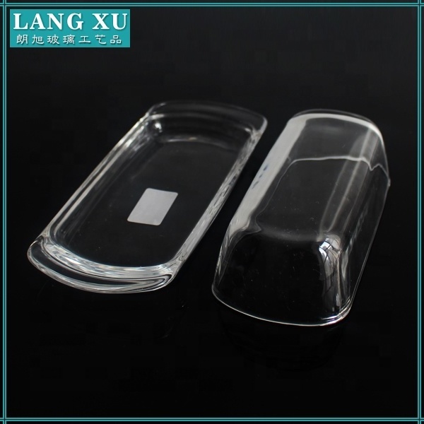 LANGXU Hot selling tableware cooking set glass butter dish with glass cover clear