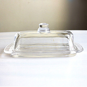 LANGXU Hot selling tableware cooking set glass butter dish with glass cover clear